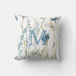 Monogram Floral Light Blue Kissen