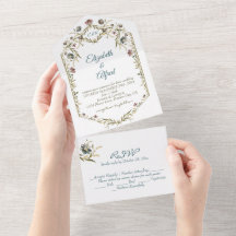Monogram Floral Vine All in one Wedite Einladung