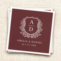 Monogram Floral Wappen Burgundy Wedding