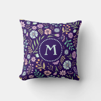 Monogram Floral Whimsical Boho Throw Kissen