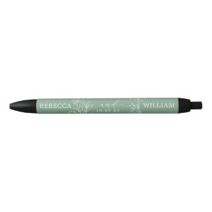 Monogram Floral Wildblumen Wreath Sketch Green Kugelschreiber