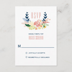 Monogram Floral Wreath RSVP Karte