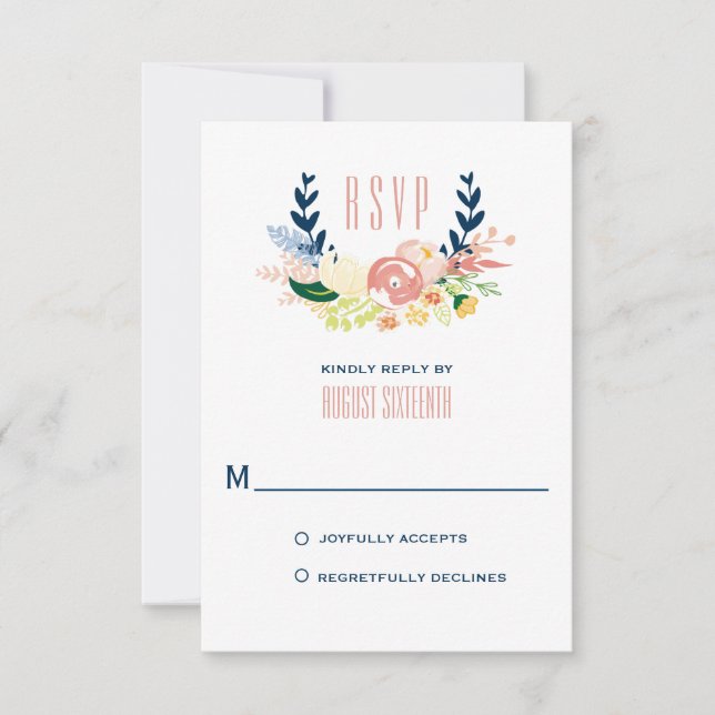 Monogram Floral Wreath | RSVP Karte (Vorderseite)