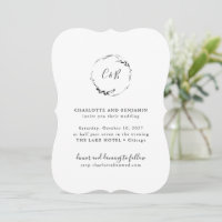 Monogram Floral Wreath White Script Hochzeit