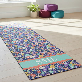 Monogram Floral Yoga Mat - Custom Initial Mat Yogamatte