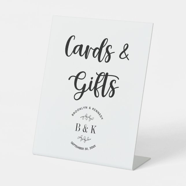 Monogram florale Botanische Hochzeitskarten & Gesc Sockelschild (Vorderseite)