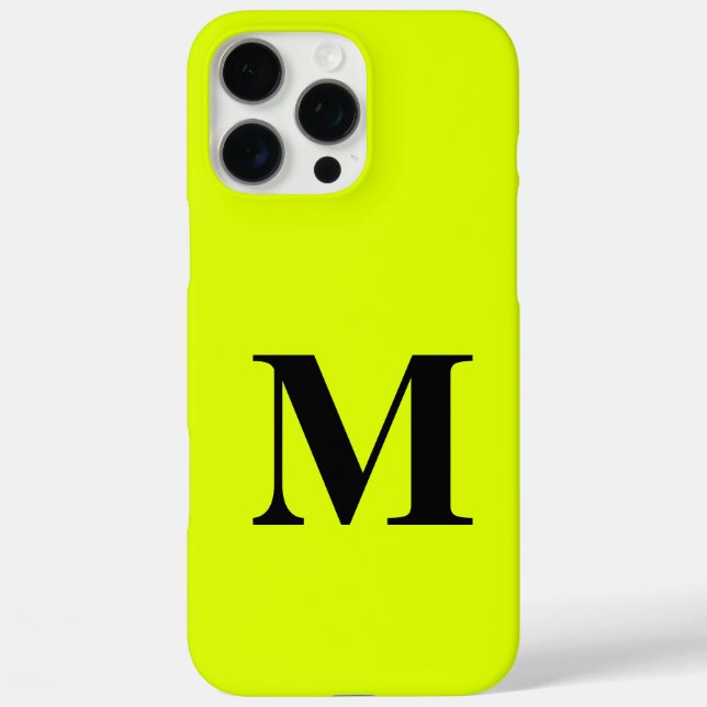 Monogram Fluorescent Chartreuse Yellow Neon Modern iPhone 16 Pro Max Hülle (Rückseite)