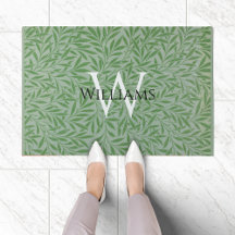 Monogram Foliage William Morris Green Blätter Blue
