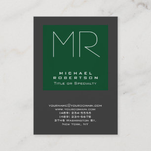 Monogram Forest Green Gray Chubby Business Card Visitenkarte