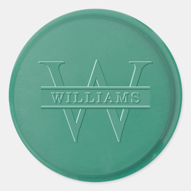 Monogram Forest Green Wax Siegel Sticker (Vorderseite)