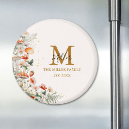 Monogram Forest Mushrooms Blume Floral botanisch Magnet