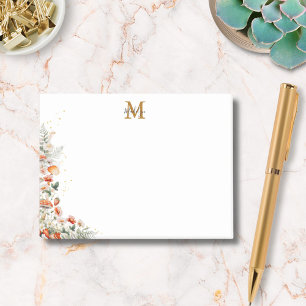 Monogram Forest Mushrooms Blume Floral botanisch Post-it Klebezettel