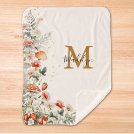 Monogram Forest Mushrooms Blume Floral botanisch Sherpadecke