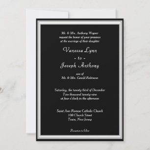 Monogram Formal Schwarz Weiß Einladung