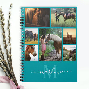 Monogram Foto Collage Aquamariner Individuelle Nam Notizblock