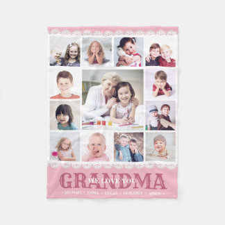 Monogram Foto Collage Happy Birthday Oma Fleecedecke