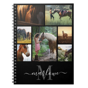 Monogram Foto Collage Schwarz-weiß Name Notebook Notizblock