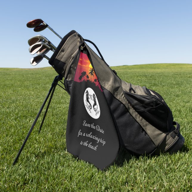 Monogram-Foto für das zweifarbige Seepferd-Silhoue Golfhandtuch (Gras)