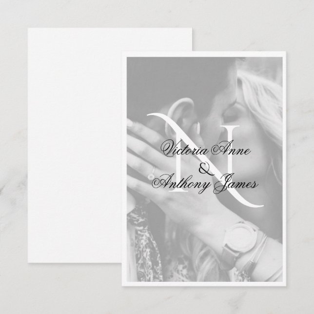 Monogram Foto Wedding Dankeschön Card Dankeskarte (Vorne/Hinten)