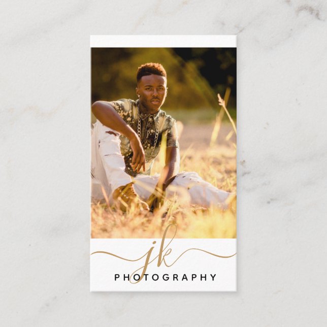 Monogram Fotograf für moderne Skriptinitials Visitenkarte (Vorderseite)