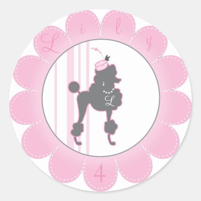 Monogram French Poodle Gevor Sticker (Vorderseite)