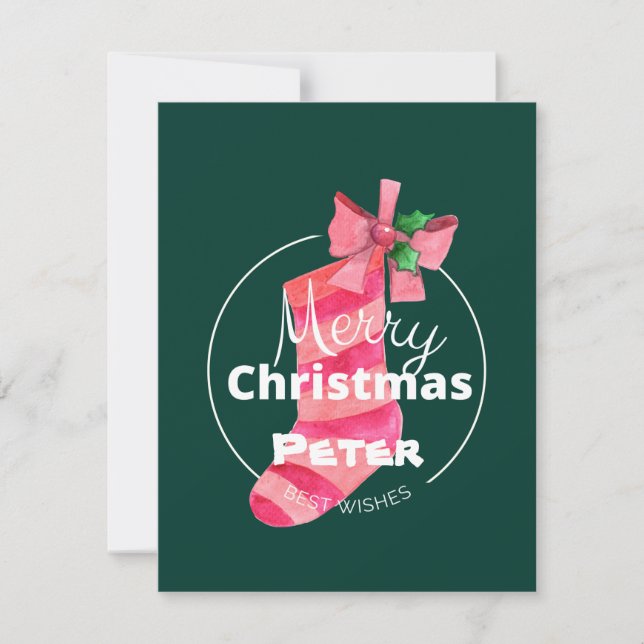 Monogram Frohe Weihnachten Die besten Wünsche Band Mitteilungskarte (Vorderseite)