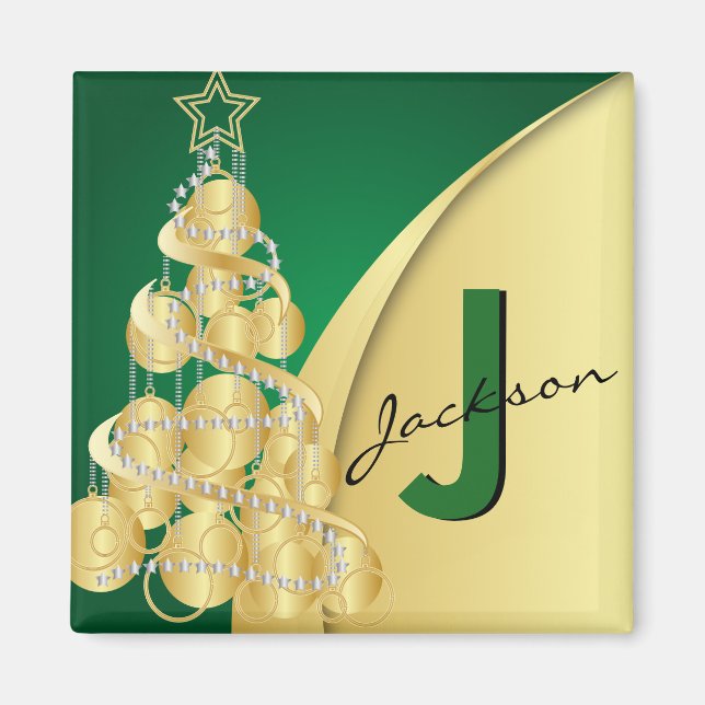 Monogram Frohe Weihnachten Magnet (Vorne)