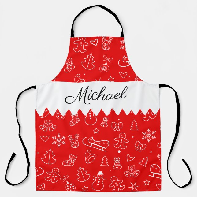 Monogram Frohe Weihnachten und glücklich Neues Jah Schürze (Vorderseite)