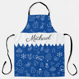 Monogram Frohe Weihnachten und glückliches Neues  Schürze