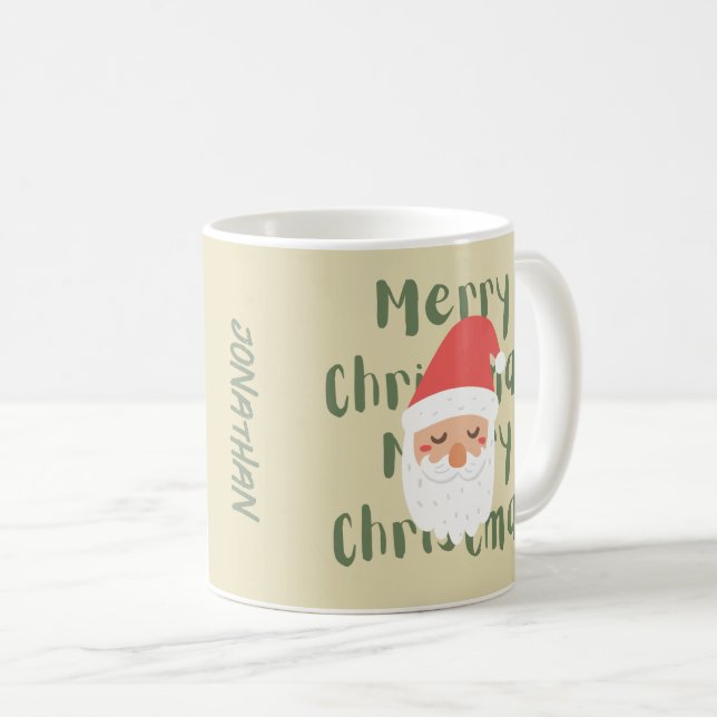 Monogram Frohe Weihnachts Retro Weihnachten Red Be Kaffeetasse (VorderseiteRechts)