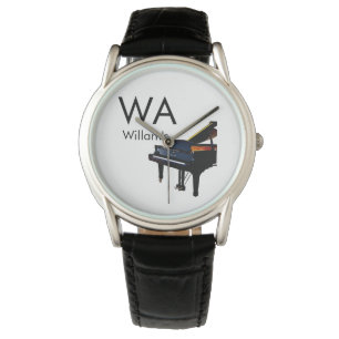 Monogram fügt Anfangsbuchstabenname Text Piano Mus Armbanduhr