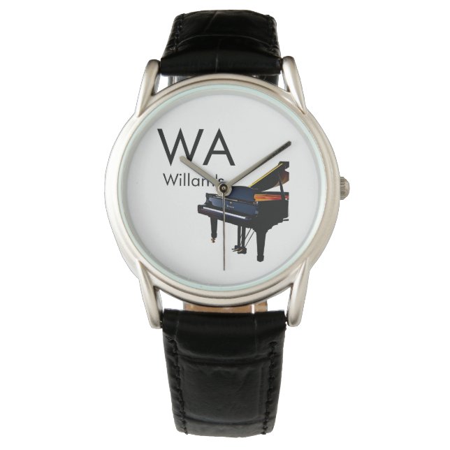 Monogram fügt Anfangsbuchstabenname Text Piano Mus Armbanduhr (Vorderseite)