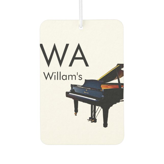 Monogram fügt Anfangsbuchstabenname Text Piano Mus Autolufterfrischer (Vorderseite)