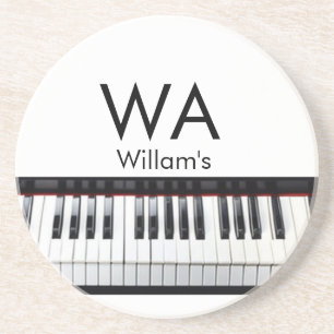 Monogram fügt Anfangsbuchstabenname Text Piano Mus Getränkeuntersetzer