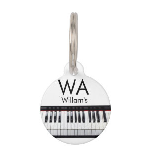Monogram fügt Anfangsbuchstabenname Text Piano Mus Haustiermarke