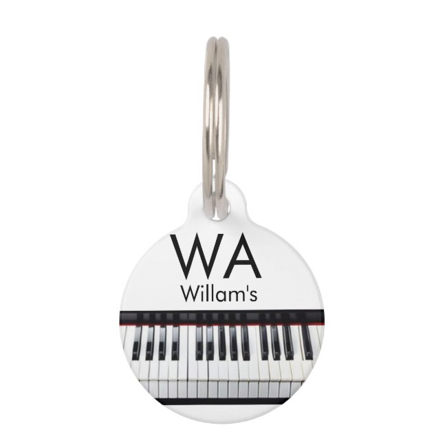 Monogram fügt Anfangsbuchstabenname Text Piano Mus Haustiermarke (Vorderseite)