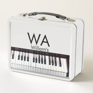 Monogram fügt Anfangsbuchstabenname Text Piano Mus Metall Brotdose