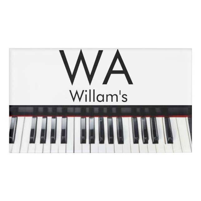 Monogram fügt Anfangsbuchstabenname Text Piano Mus Namenschild (Vorderseite)