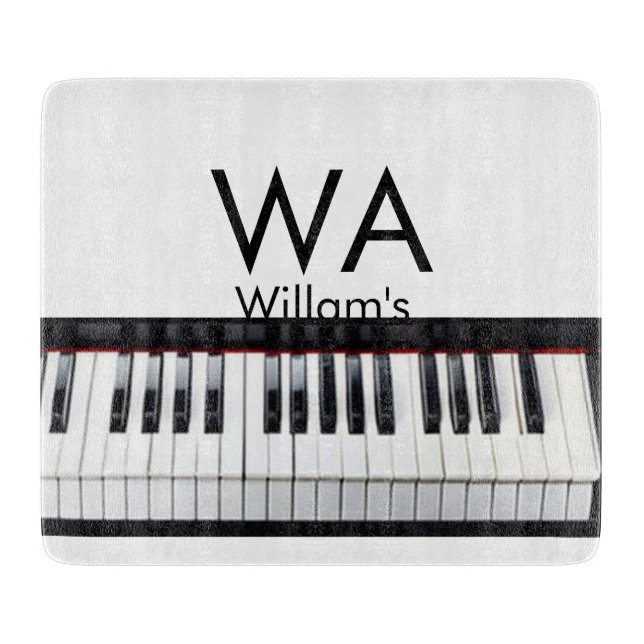 Monogram fügt Anfangsbuchstabenname Text Piano Mus Schneidebrett (Vorderseite)