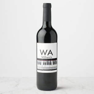 Monogram fügt Anfangsbuchstabenname Text Piano Mus Weinetikett