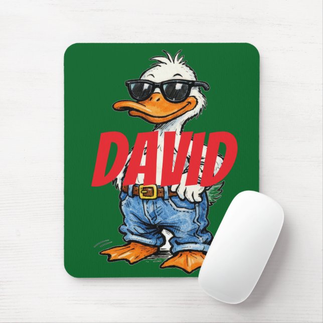 Monogram fun cartoon Green Red Funny duck Mousepad (Mit Mouse)