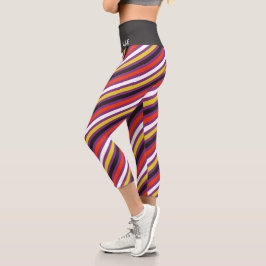 Monogram Fun Girly Strip Modernes Halloween Capri Leggings