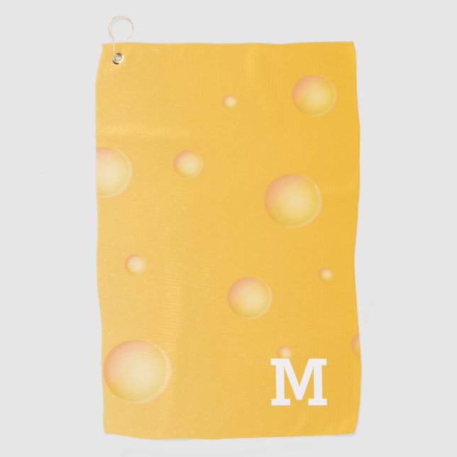 Monogram Funny Yellow Schweizer Käsemuster Golfhandtuch (Vorderseite)