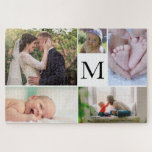 Monogram für benutzerdefinierte Foto-Familie<br><div class="desc">Personalisieren Sie dieses Foto Collage Puzzle mit einem Monogramm Buchstaben. Wählen Sie Fotos der Familie,  die Kinder,  Haustiere,  Ihre Hochzeit,  Großeltern und besondere Momente.</div>