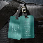 Monogram für benutzerdefinierte Logokombinationen Gepäckanhänger<br><div class="desc">Logo Monogram,  Green Brushed Metal Gepäckmarke für das Logo. Personalisieren Sie es mit Ihren Daten und Ihrem Firmenlogo.</div>