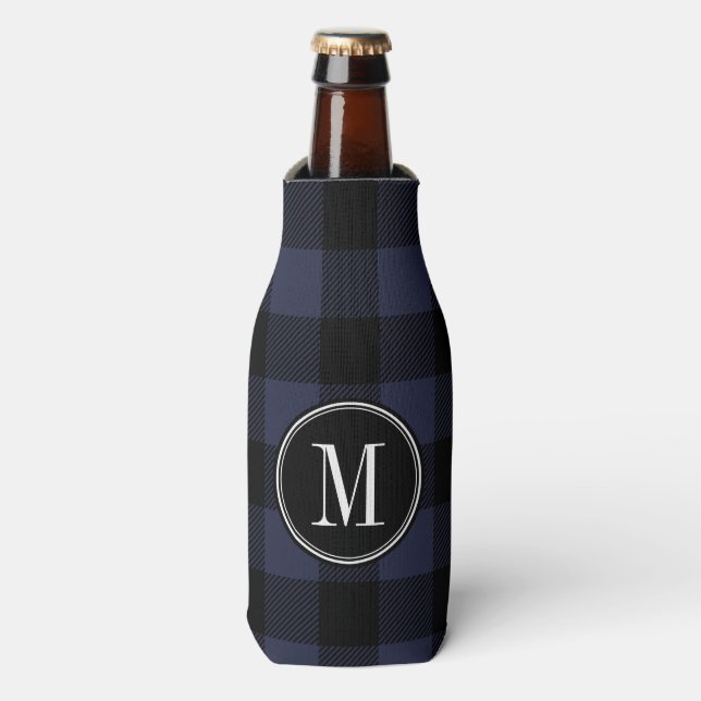 Monogram für Black and Navy Buffalo Karo Flaschenkühler (Flaschenvorderseite)