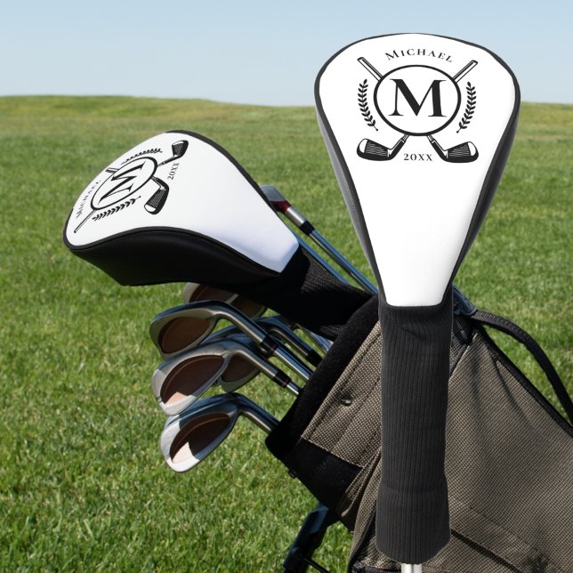 Monogram für Black Name auf White Golf Club Head C Golf Headcover (Von Creator hochgeladen)