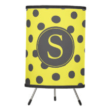 Monogram für Chic Yellow & Grey Polka Dots