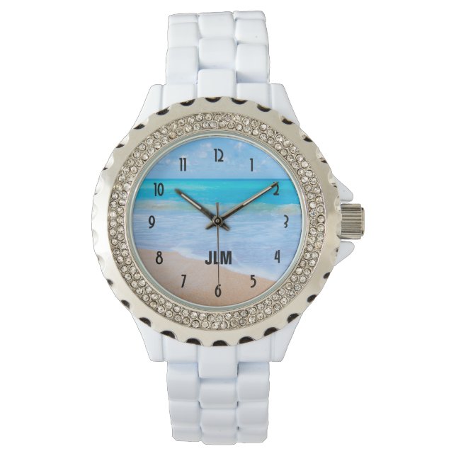 Monogram für das phantastische Beach Tropical Scen Armbanduhr (Vorderseite)