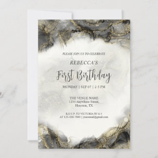 Monogram für den benutzerdefinierten Schwarz-Weiß- Einladung